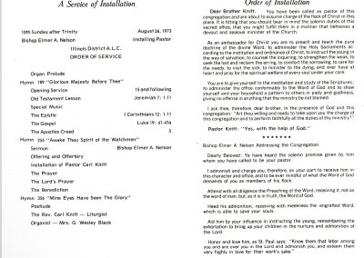 Rev. Knitt Installation, 1973